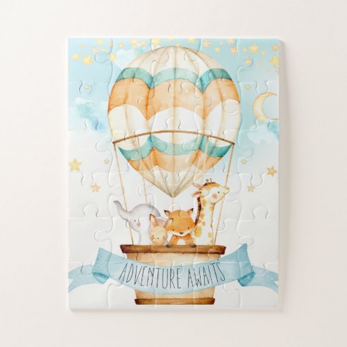 Hot Air Balloon Cute Animals Adventure Awaits Jigsaw Puzzle