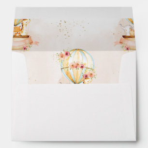Hot Air Balloon Cute Animals Baby Shower Birthday Envelope