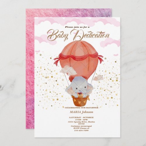 Hot Air Balloon Cute Animals Baptism invitation