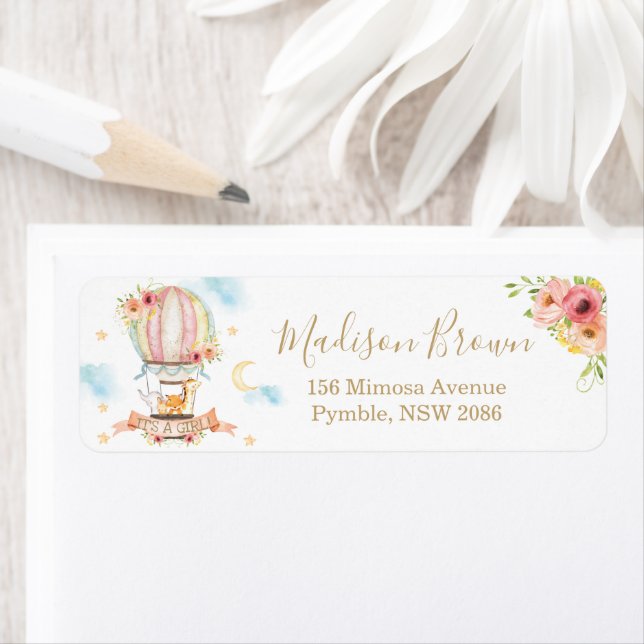 Hot Air Balloon Cute Animals Return Address Label (Insitu)