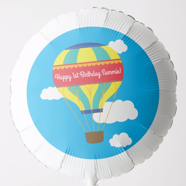 Hot Air Balloon Cute Colorful 1st Birthday Party (Front)