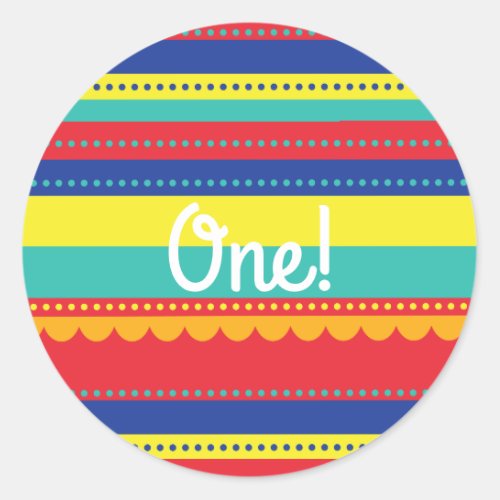 Hot Air Balloon Cute Colorful 1st Birthday Party Classic Round Sticker