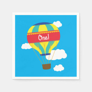 Hot Air Balloon Cute Colorful 1st Birthday Party Napkins
