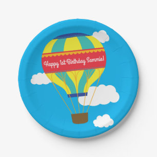 Hot Air Balloon Cute Colorful 1st Birthday Party Paper Plates