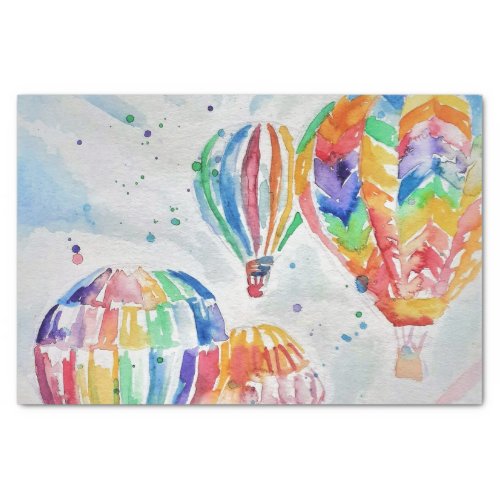 Hot Air Balloon Dad colorful Watercolor Painting Tissue Paper
