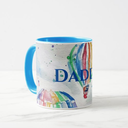 Hot Air Balloon Daddy colorful Watercolor Mug