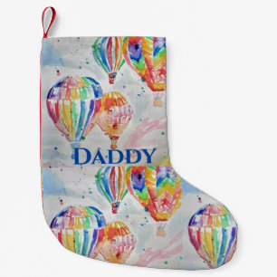 Hot Air Balloon Daddy colorful Watercolor Mug Small Christmas Stocking