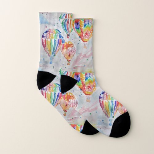 Hot Air Balloon Daddy colorful Watercolor Mug Socks