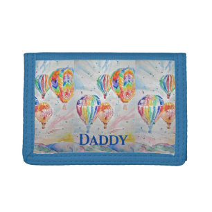Hot Air Balloon Daddy colorful Watercolor Mug Tri-fold Wallet