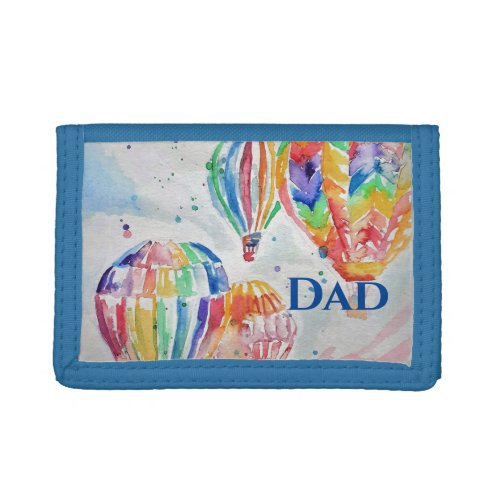 Hot Air Balloon Daddy colorful Watercolor Mug Trifold Wallet