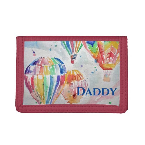 Hot Air Balloon Daddy colorful Watercolor Mug Trifold Wallet