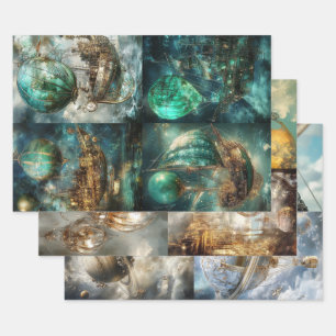 Hot Air Balloon Designs & Steampunk Wrapping Paper Sheets