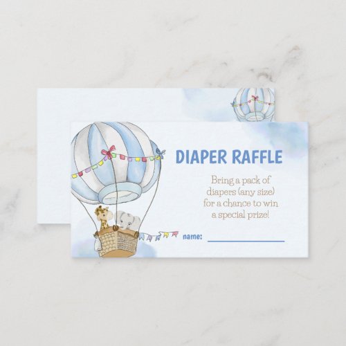 Hot Air Balloon Diaper Raffle Ticket Card