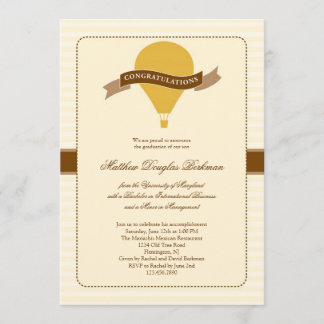 Hot Air Balloon Elegant Graduation Invitation