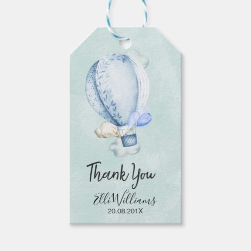 Hot Air Balloon Elephant Baby Shower Tag