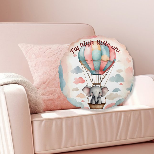 Hot Air Balloon Elephant Round Pillow (Creator Uploaded)