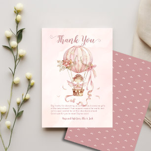 Hot Air Balloon Fairy Girl Baby Shower Thank You  Card