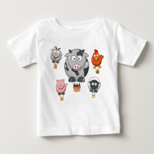 Hot Air Balloon Farm Animals Baby T_Shirt