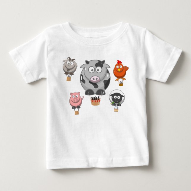 Hot Air Balloon Farm Animals Baby T-Shirt (Front)