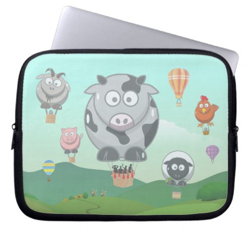 Hot Air Balloon Farm Animals Laptop Sleeve