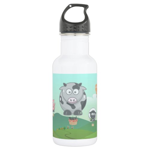 Hot Air Balloon Farm Animals Stainless Steel Water Bottle