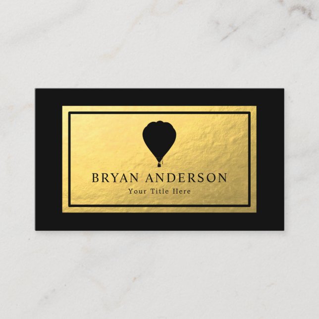 Hot Air Balloon - Faux Gold Foil Business Card (Front)