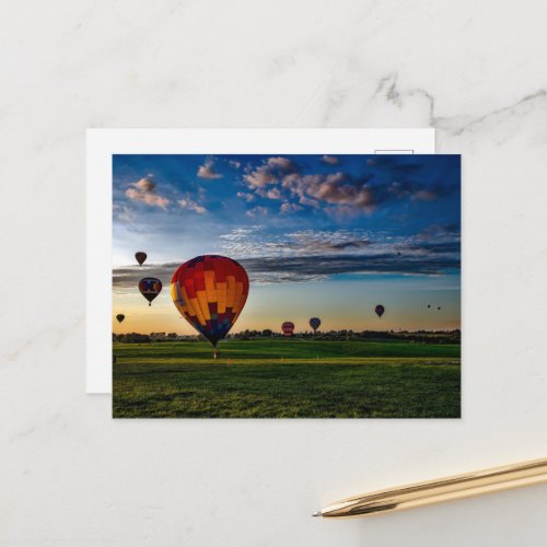 Hot Air Balloon Festival in a Beautiful Cloudy Sky Postcard