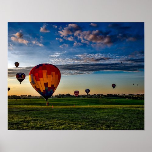Hot Air Balloon Festival in a Beautiful Cloudy Sky Poster