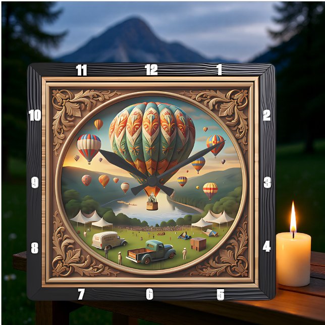 Hot Air Balloon Festival Square Square Wall Clock (Creator Uploaded)