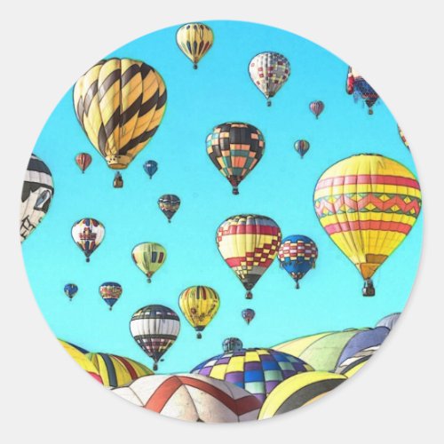 Hot Air Balloon Fiesta Digital Art Design Classic Round Sticker