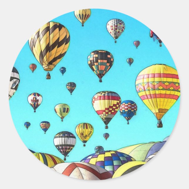 Hot Air Balloon Fiesta Digital Art Design Classic Round Sticker (Front)