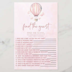 Hot Air Balloon Find The Guest Baby Shower Game