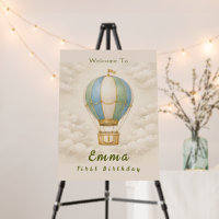 Hot Air Balloon First Birthday Foam Board Sign