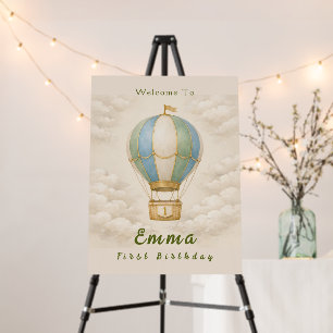Hot Air Balloon First Birthday Foam Board Sign