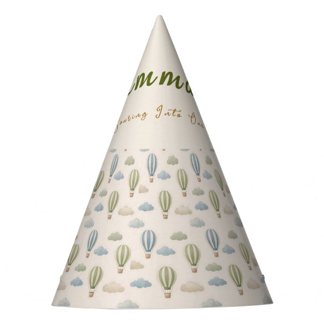 Hot Air Balloon First Birthday Party hat (Front)