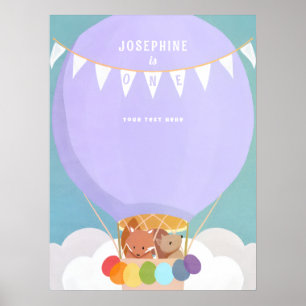 Hot Air Balloon First Birthday Party Welcome Poster