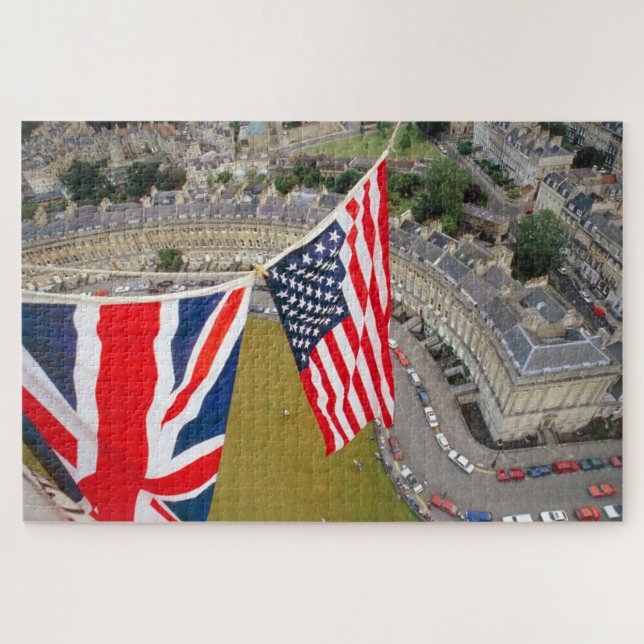 Hot Air Balloon Flight Over Bath. Jigsaw Puzzle (Horizontal)
