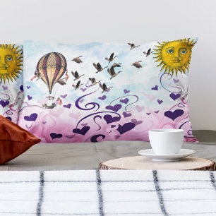 Hot Air Balloon Floats Over The Sea of Love Pillow Case