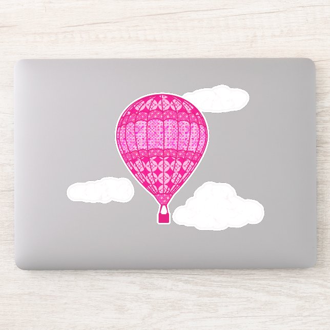 Hot Air Balloon, Fuchsia Pink Sticker (Computer)