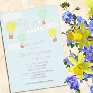 Hot Air Balloon Gender Neutral Baby Shower Foil Invitation