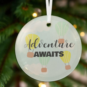 Hot Air Balloon Gender Neutral Baby Shower Glass Ornament