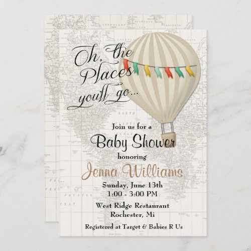 Hot Air Balloon Gender Neutral Baby Shower Invitation