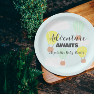 Hot Air Balloon Gender Neutral Baby Shower Paper Plates