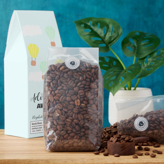 Hot Air Balloon Gender Neutral Baby Shower Roasted Coffee (Beans)