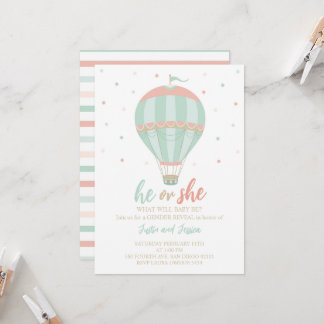 Hot air balloon Gender reveal invitation