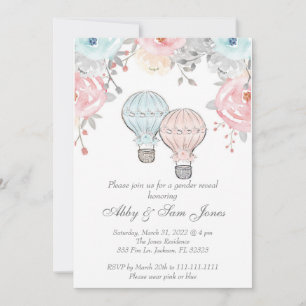 Hot Air Balloon Gender Reveal Invitation