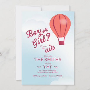 Hot air balloon gender reveal invite