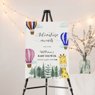 Hot Air Balloon Giraffe Baby Shower Welcome Sign