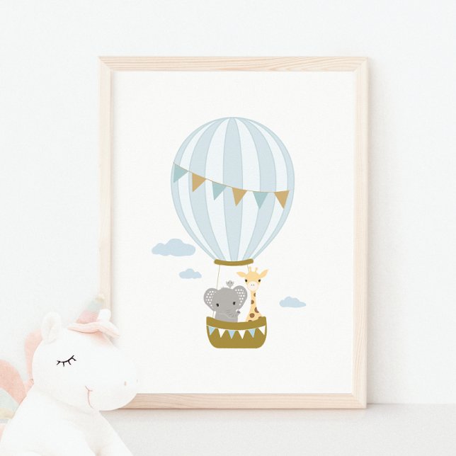 Hot Air Balloon Giraffe & Elephant Nursery Poster (Creator Uploaded)