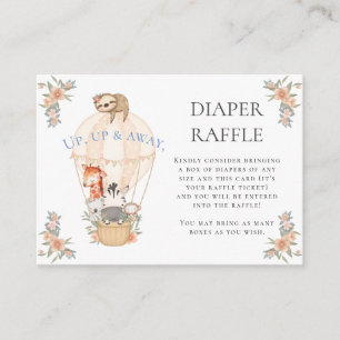 Hot Air Balloon Giraffe Zebra Sloth Diaper Raffle Enclosure Card